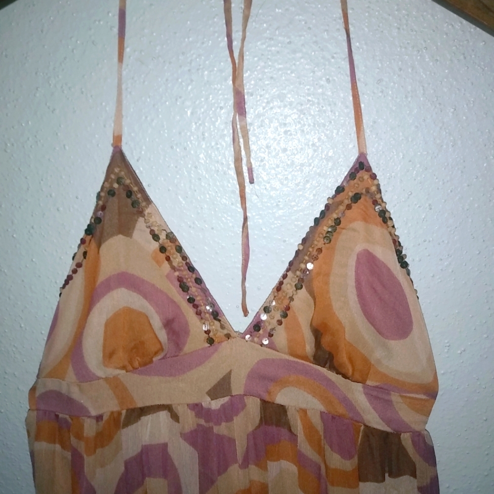 Pink Collection Xs Boho Summer Bead Trimmed Halte… - image 2